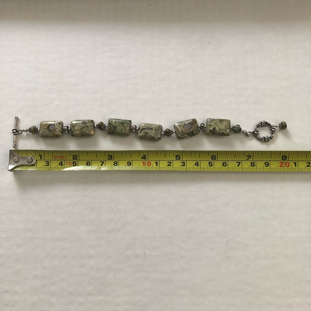 Green 6 Rectangular Jasper Stone Bracelet Toggle … - image 8